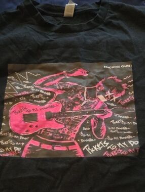 Machine Black Tee with Hot Pink Guitar Graphic